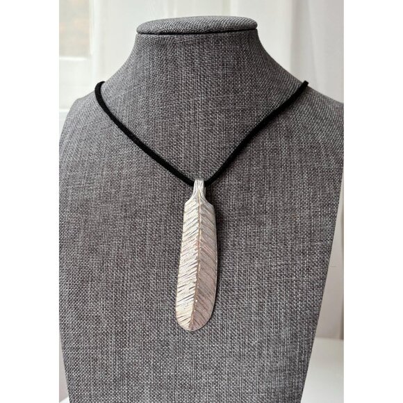 Handmade Feather Pendant Necklace Upcycled Silverware: Bohemian Flatware Jewelry - Picture 1 of 6